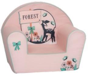 Dětské křesílko, pohovka Delsit - Forest Bambi, růžové