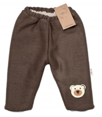 Oteplené pletené kalhoty Teddy Bear, dvouvrstvé - hnědé, veľ. 80/86 - 80-86 (12-18m)