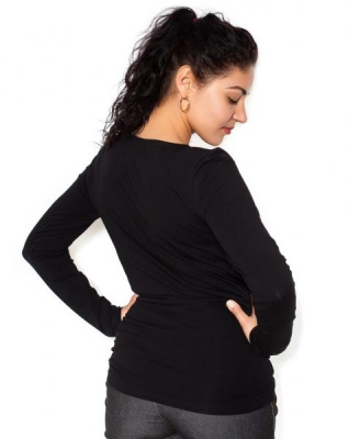 Těhotenské triko dlouhý rukáv Baby - černé - S - S (36)