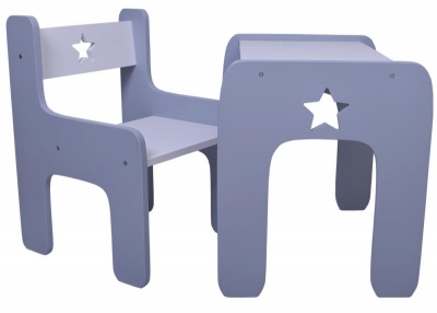 Sada nábytku Star - Stůl + židle - šedá s bílou