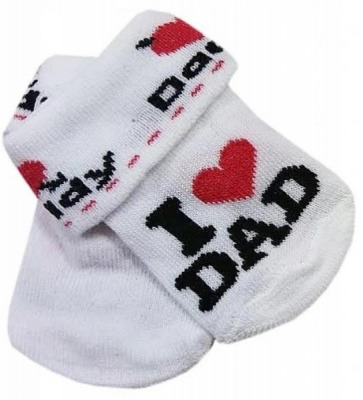 Kojenecké bavlněné ponožky I Love Dad, bílé s - potiskem - 56-62 (0-3m)