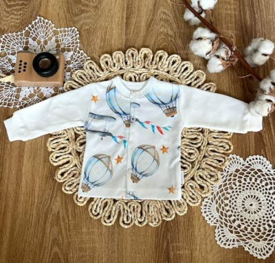Novorozenecká bavlněná košilka, kabátek, Mamatti, Balón - bílá, vel. 68 - 68 (3-6m)