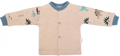 Novozenecká bavlněná košilka, kabátek, Dinosaurus - krémová s potiskem, vel. 68 - 68 (3-6m)