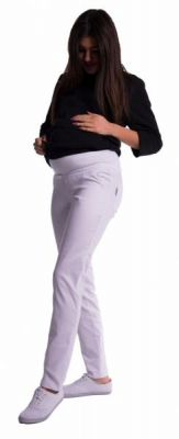Těhotenské kalhoty s mini těhotenským pásem - bílé - XXL (44)