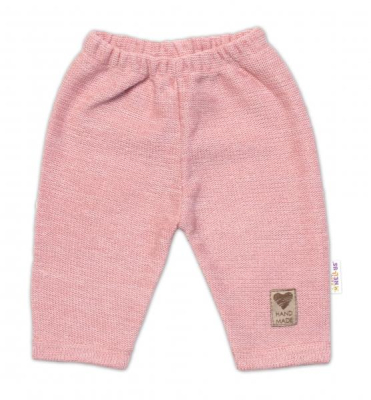 Pletené kalhoty Hand Made Girl, - růžové - 56 (1-2m)