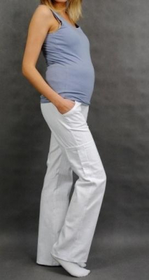 Těhotenské kalhoty s boční kapsou - bílá, vel. XL - XL (42)