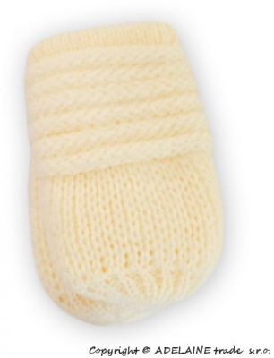Kojenecké rukavičky pletené, zimní - smetana, - 56-68 (0-6 m)