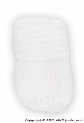Zimní kojenecké rukavičky pletené - bílé, - 56-68 (0-6 m)