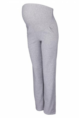 Těhotenské kalhoty s elastickým pásem a kapsami - šedý melírek, vel. - XL - XL (42)