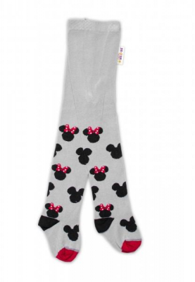 Dětské punčocháče bavlněné, Minnie Mouse - šedé - 62-74 (3-9m)