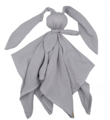 Hug Me Bunny Mušelínový mazlík, plenka s oušky 65 x 60 cm, šedá