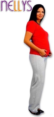 Těhotenské tepláky - šedý melír - XL (42)