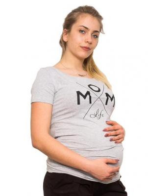 Těhotenské triko Mom Life - šedá, vel. - M - M (38)
