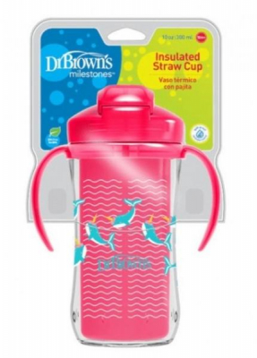 Dr.Browns Termální hrneček se slámkou Straw Cup, 300ml, růžový