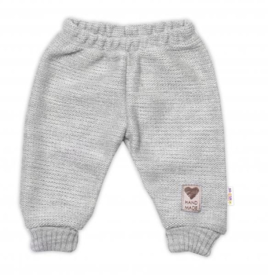 Pletené kojenecké kalhoty Hand Made - šedé - 56-62 (0-3m)