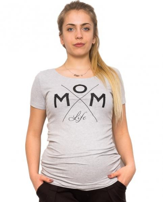 Těhotenské triko Mom Life - šedá, vel. - S - S (36)