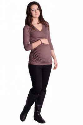 Těhotenské, kojící triko 3/4 rukáv - cappucino, vel. L/XL - L/XL