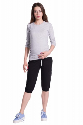 Moderní těhotenské 3/4 kalhoty s kapsami - černé, vel. - XXL - XXL (44)
