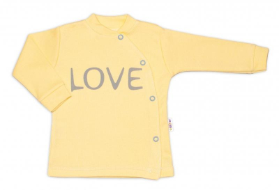 Bavlněná košilka Love zapínání bokem - žlutá, vel. - 56 - 56 (1-2m)