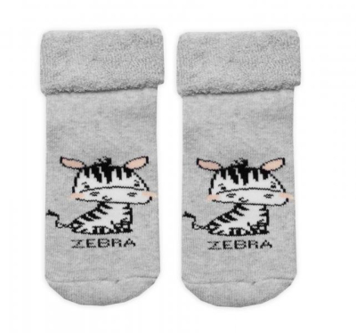 Kojenecké froté ponožky s ABS Zebra, šedé, vel. 68/74 - 68-74 (6-9m)