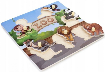 Dřevěné zábavné, vkládací puzzle - Zoo - 6 dílků
