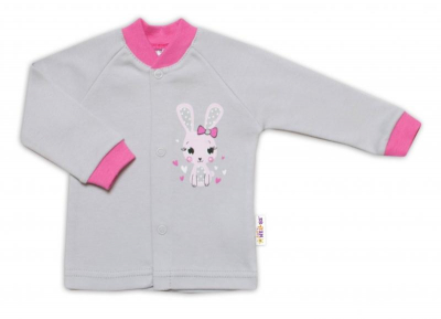 Bavlněná košilka Lovely Bunny - šedá/růžová, vel. 62 - 62 (2-3m)