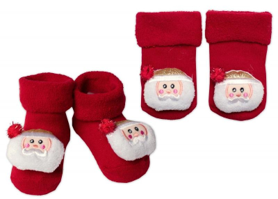 Kojenecké vánoční froté ponožky Santa, červené, vel. 68/80 - 68-80 (6-12m)