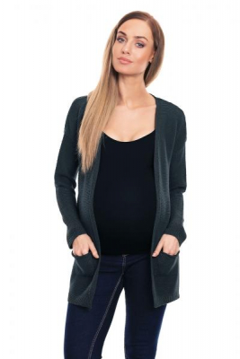Těhotenský svetřík, kardigan s kapsami - grafitový, vel. XS/S - XS/S