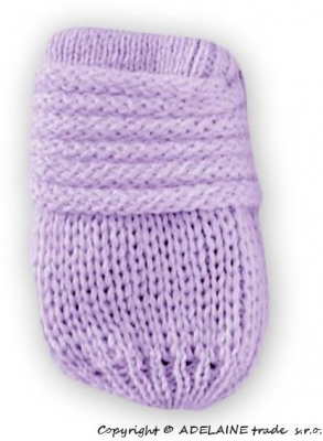 Kojenecké rukavičky pletené, zimní - lila, - 56-68 (0-6 m)