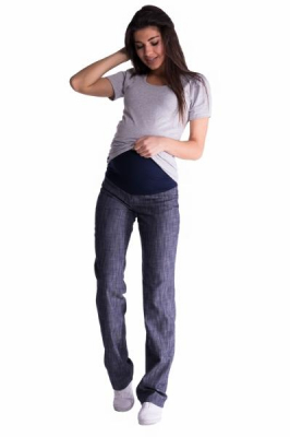 Bavlněné, těhotenské kalhoty s regulovatelným pásem - béžové - S (36)