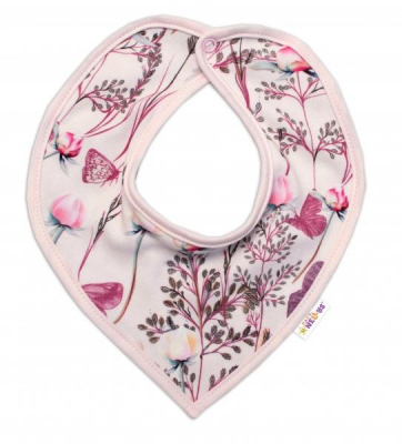 Bavlněný šátek na krk Motýlci - růžový - 50 (0-1m)