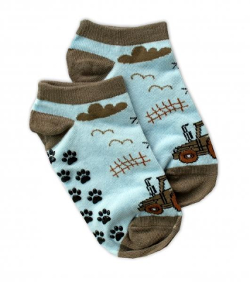 Dětské ponožky s ABS - Traktor, vel. 23/26 - modrý - 23-26