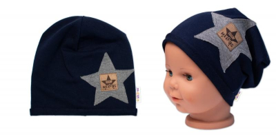 Dětská čepice bavlna, Baby Star, - granát, vel. 92/98 - 92-98 (18-36m)