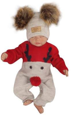 Dětský pletený Vánoční overálek Baby Sob - červený, vel. 74 - 74 (6-9m)