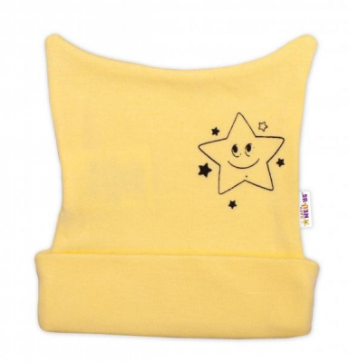 Novorozenecká čepička Baby Little Star - žlutá - 50 (0-1m)