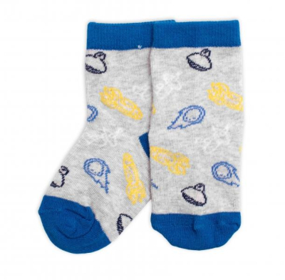Dětské bavlněné ponožky Vesmír - šedé - 15-18