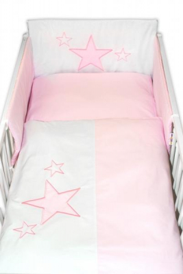 Mantinel s povlečením Baby Stars - růžový, vel. 135x100cm - 135x100