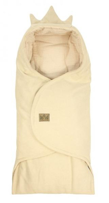 Zavinovací deka s kapucí Little Elite, 100 x 115 cm, Kralovská koruna - béžová
