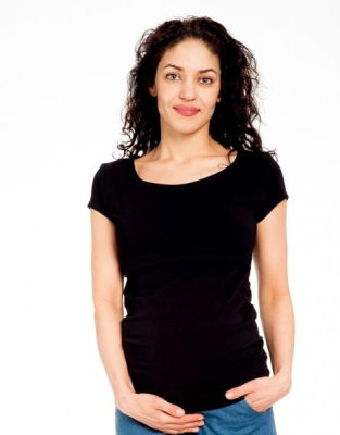 Těhotenské/kojicí triko kr. rukáv, Celina - černé, vel. XL - XL (42)