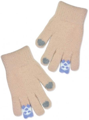 Dívčí zimní, prstové rukavice, béžové, vel. - 110/116 - 110-116 (4-6r)