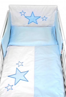 Mantinel s povlečením Baby Stars - modrý, vel. 135x100 cm - 135x100