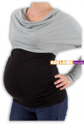 Těhotenská tunika VODA DUO - šedo-černý - L/XL