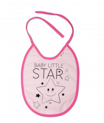 Nepromokavý bryndáček velký Baby Little Star, 24 x 23 cm - růžová