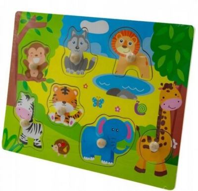 Dřevěné zábavné puzzle vkládací - Zoo malé