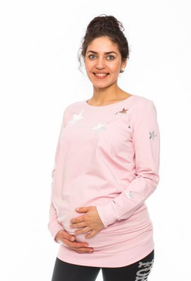 Těhotenské triko, mikina Star - sv. růžové, vel. M - M (38)