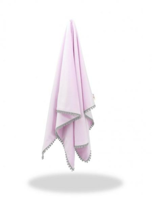 Dětská deka Velvet - oboustranná s ozdobným lemováním, 100 x 75 cm, šeříková