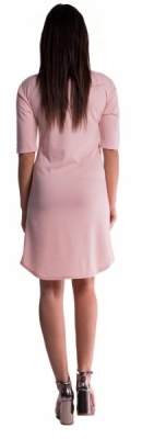 Těhotenské a kojící šaty - pudrově růžové - L (40)