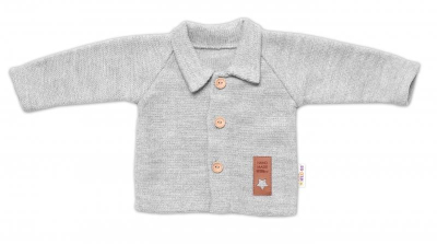 Pletený svetřík s knoflíčky Boy, - šedý, vel. 74 - 74 (6-9m)