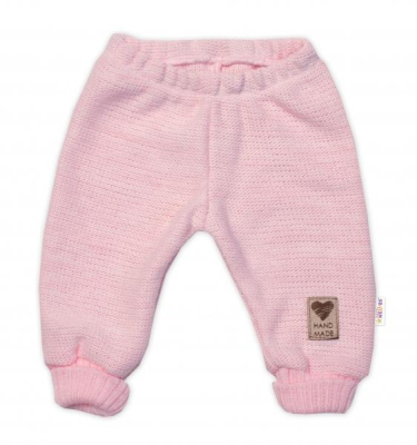 Pletené kojenecké kalhoty Hand Made - růžové, vel. 68/74 - 68-74 (6-9m)