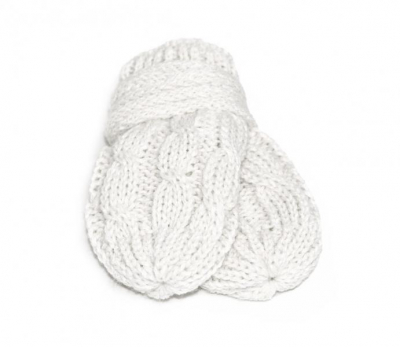 Zimní pletené kojenecké rukavičky se vzorem - bílé, - 56-68 (0-6 m)